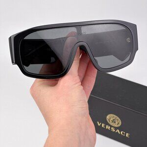 Versace VE4439 GB1/87 Black Pilot Sunglasses Dark Grey Lens Unisex